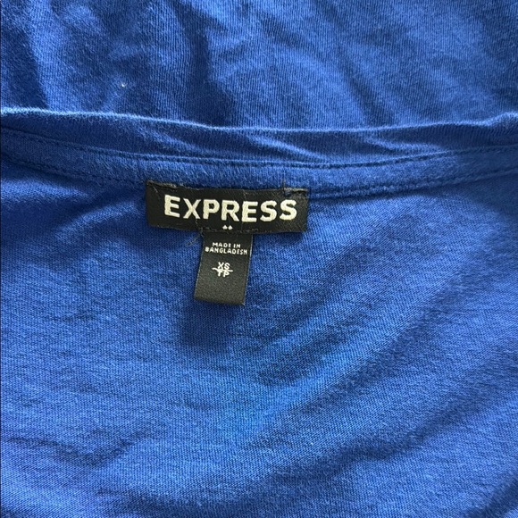 Express Cobalt Blue V-Neck Tie Blouse Sz XS - Picture 2 of 5
